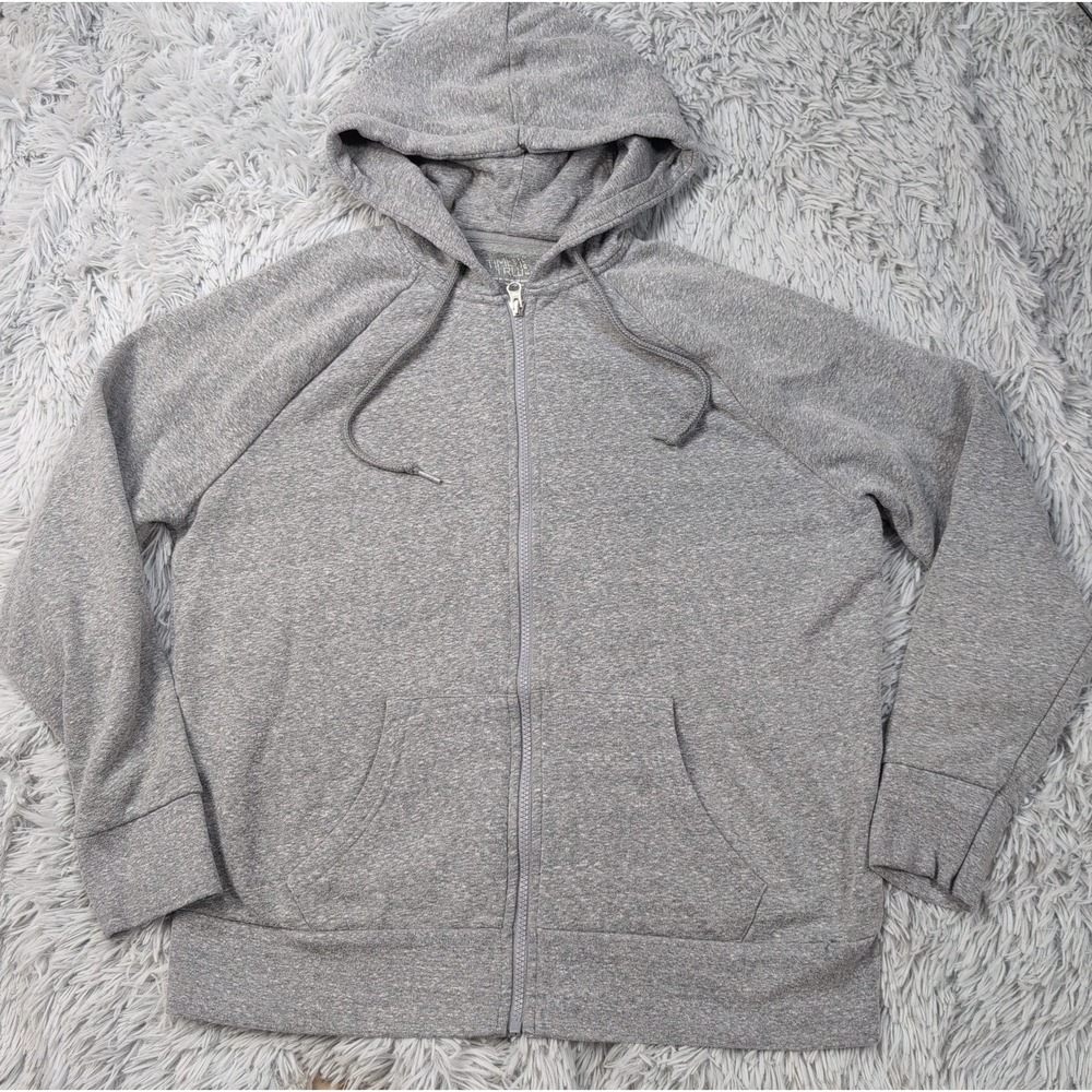 Time & Tru Sweatshirt Womens L Gray Hoodie Zip Up Comfort Cozy Athletic